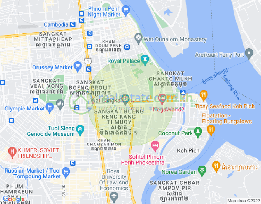 Mapa: BKK 1, Boeng Keng Kang, Phnom Penh