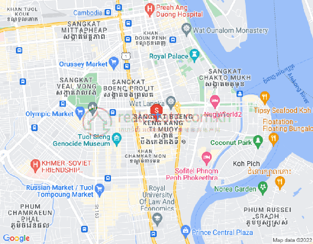 Map of BKK 1, Boeng Keng Kang, Phnom Penh