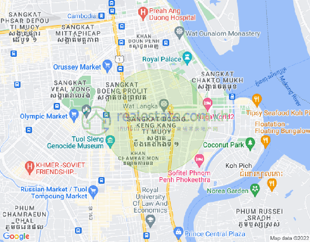 Map of BKK 1, Boeng Keng Kang, Phnom Penh