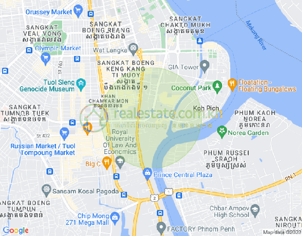 Карта Тонле Бассак, Чамкармон, Пномпень