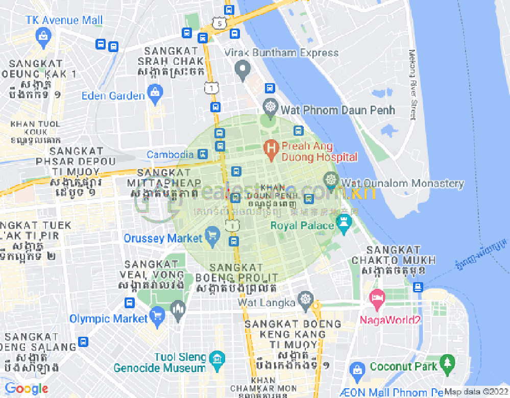 Map of Phsar Thmei II, Daun Penh, Phnom Penh