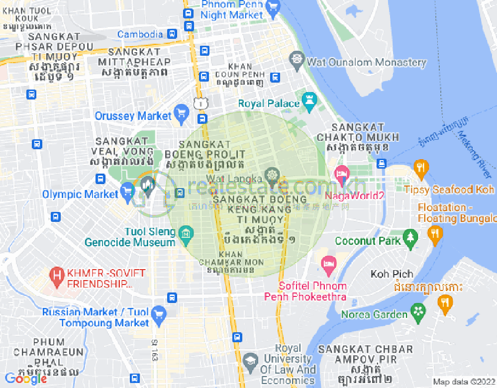 BKK 1, ボンケンコン, プノンペンの地図