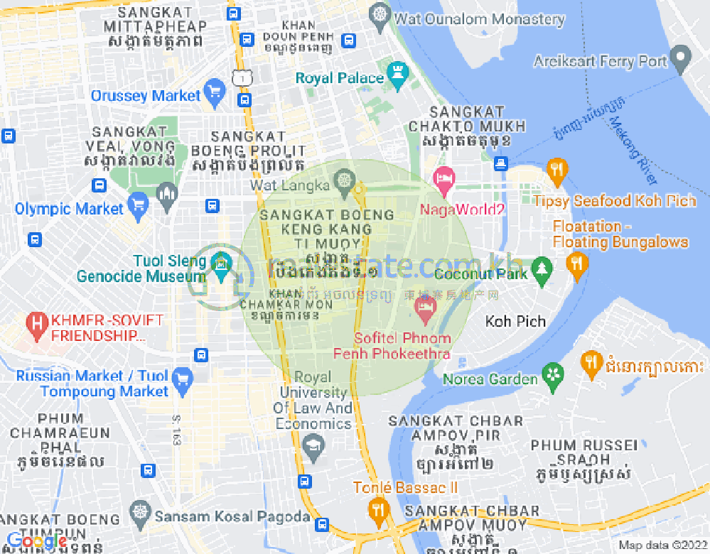 Mapa: BKK 1, Boeng Keng Kang, Phnom Penh