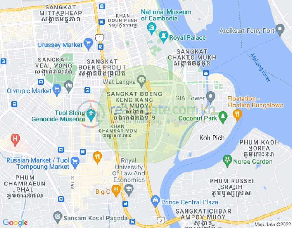 Mapa: BKK 1, Boeng Keng Kang, Phnom Penh