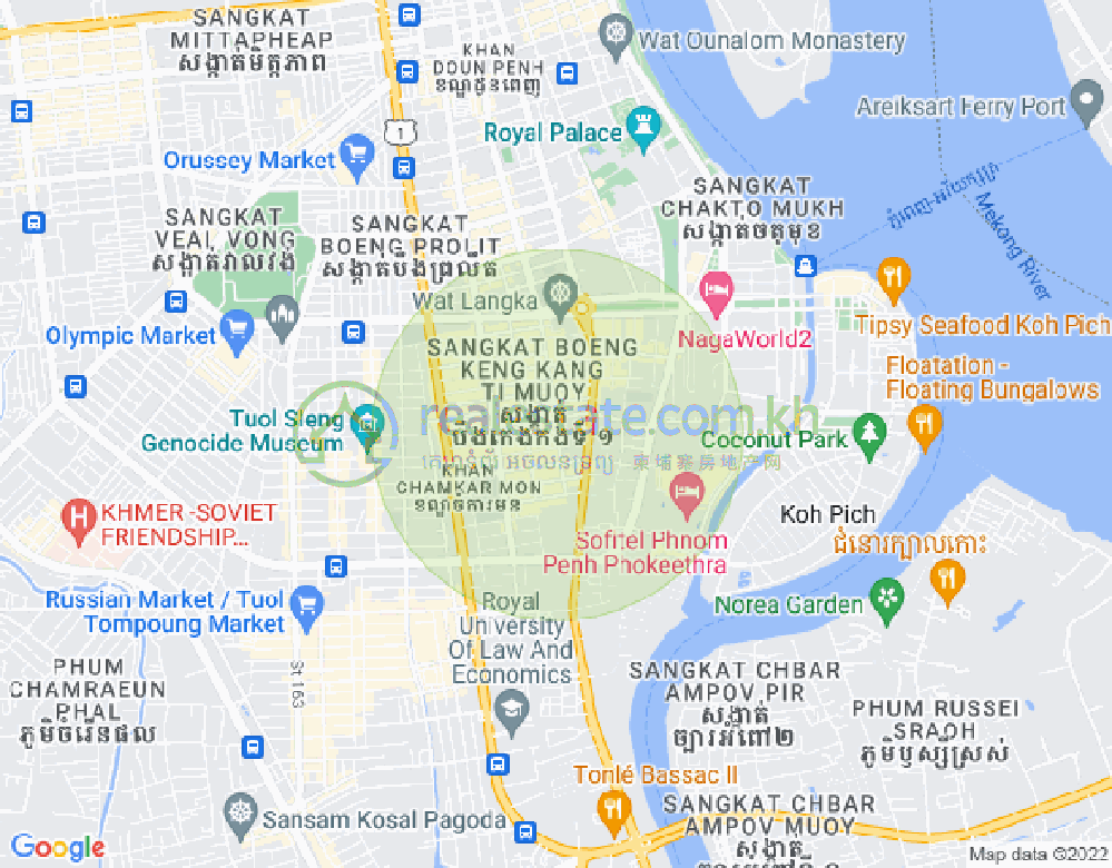 Mapa: BKK 1, Boeng Keng Kang, Phnom Penh