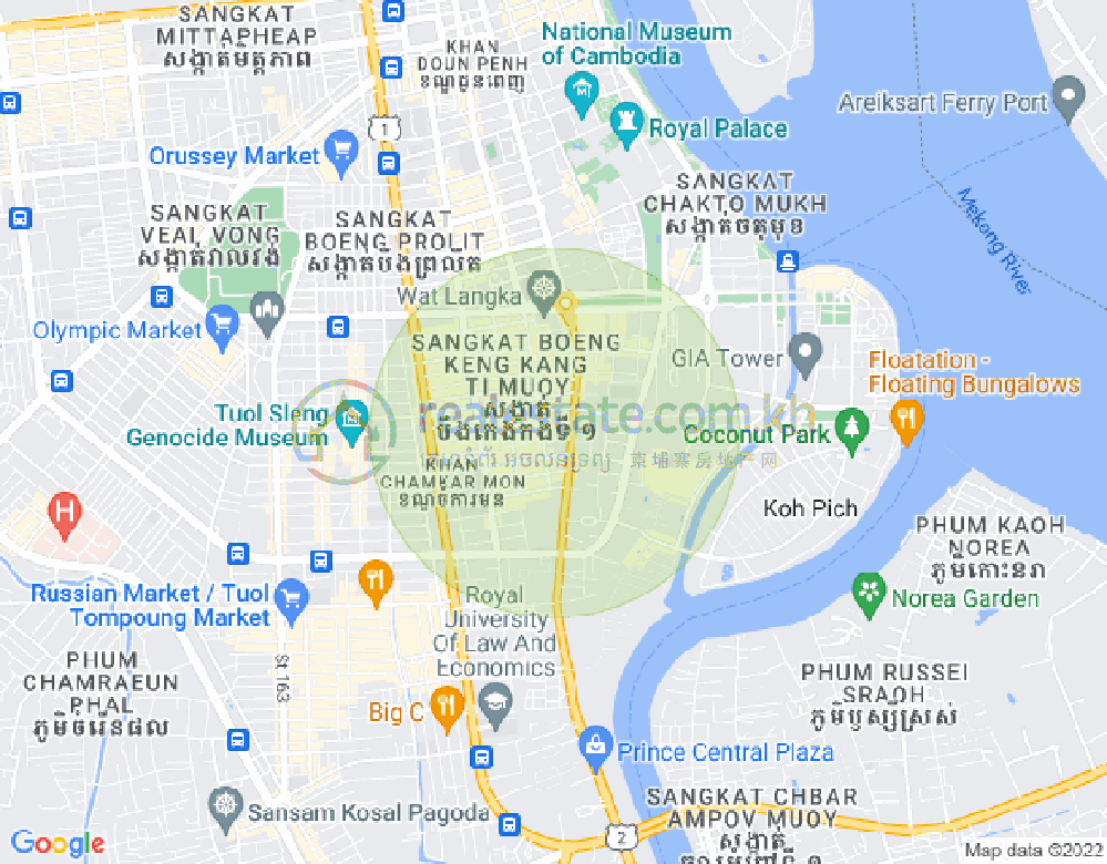 Mapa: BKK 1, Boeng Keng Kang, Phnom Penh