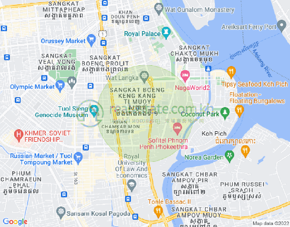 Mapa: BKK 1, Boeng Keng Kang, Phnom Penh