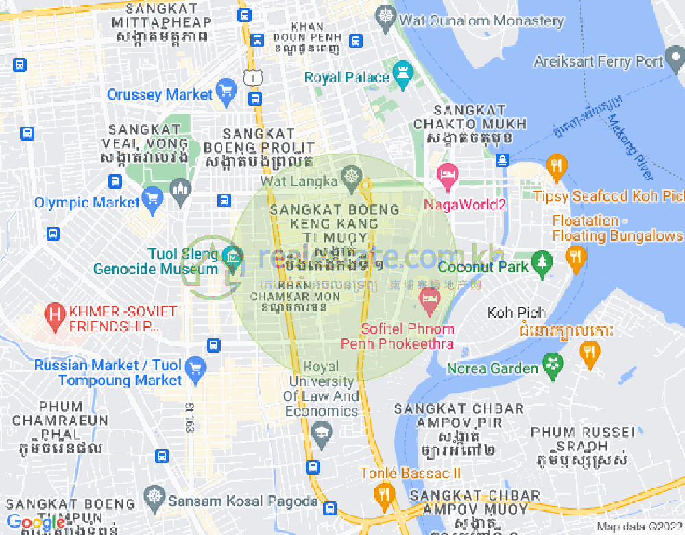 Mapa: BKK 1, Boeng Keng Kang, Phnom Penh