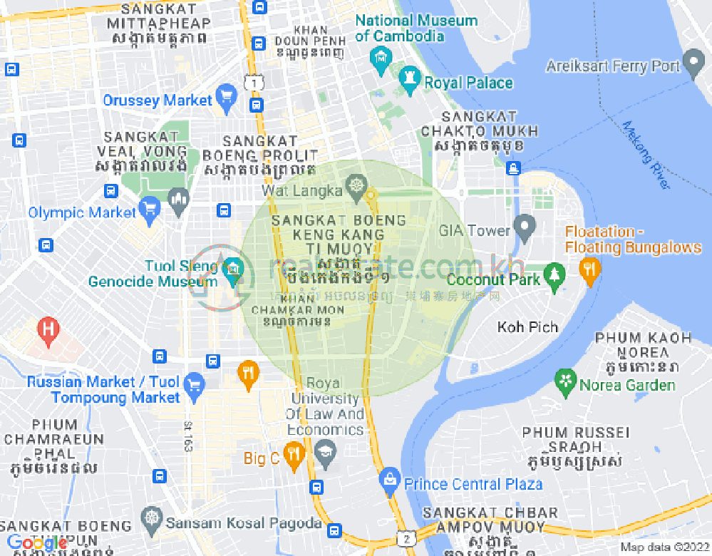Map of BKK 1, Boeng Keng Kang, Phnom Penh