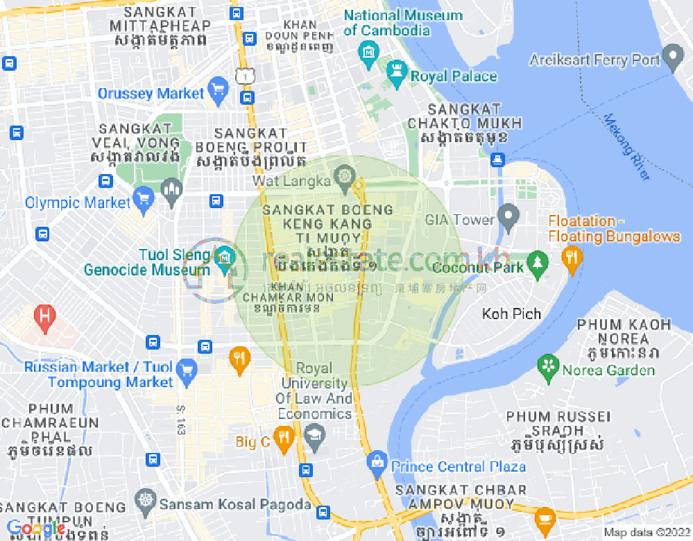 Map of BKK 1, Boeng Keng Kang, Phnom Penh