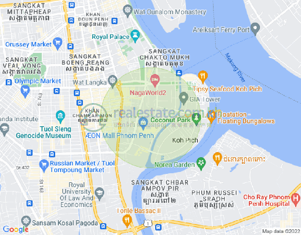 トンレバサック, チャムカモン, プノンペンの地図