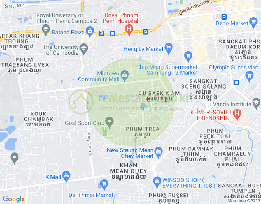 ផែនទី ទឹកថ្លា, សែនសុខ, ភ្នំពេញ