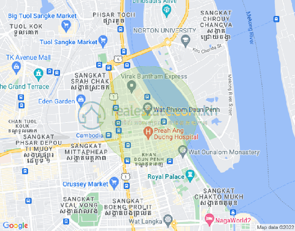 Mapa: Wat Phnom, Daun Penh, Phnom Penh