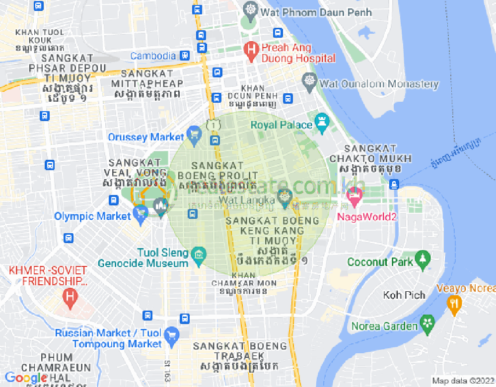 Mapa: Boeng Reang, Daun Penh, Phnom Penh