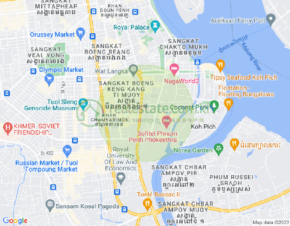 トンレバサック, チャムカモン, プノンペンの地図