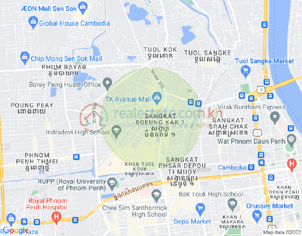 万谷湖1分区, 堆谷区, 金边地图