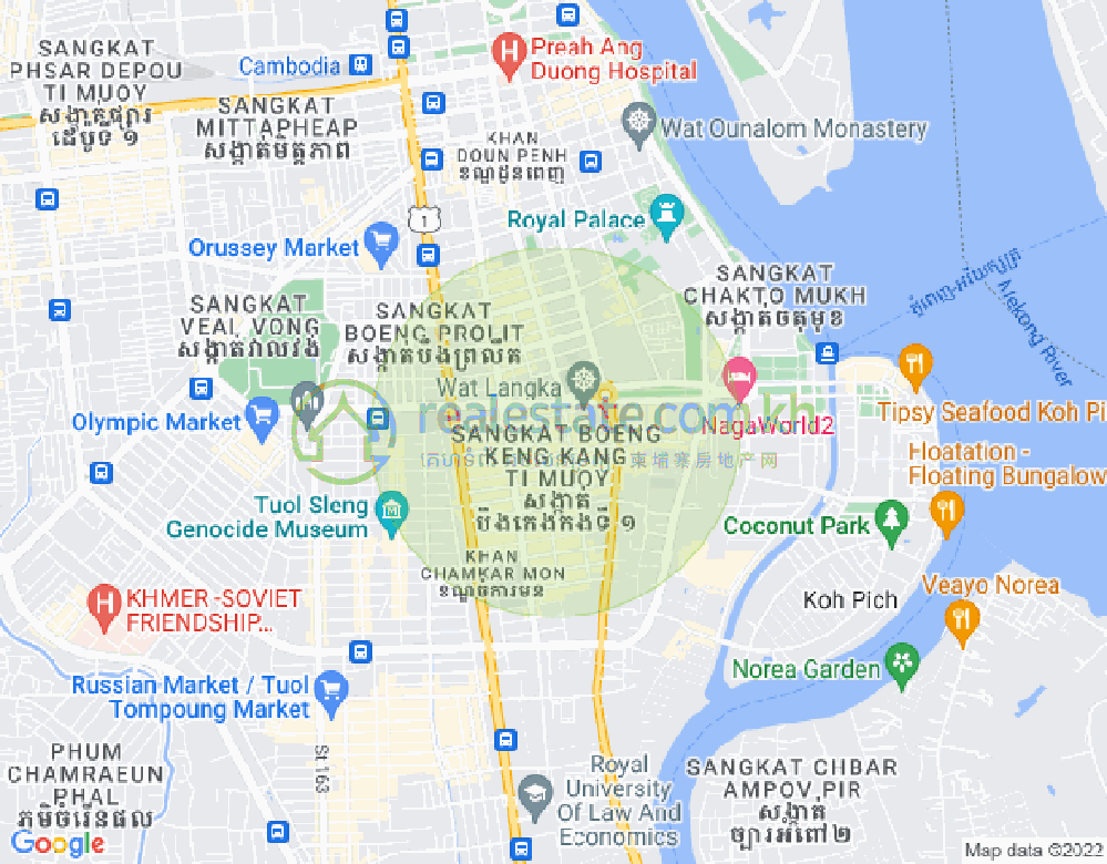 Carte de BKK 1, Boeng Keng Kang, Phnom Penh