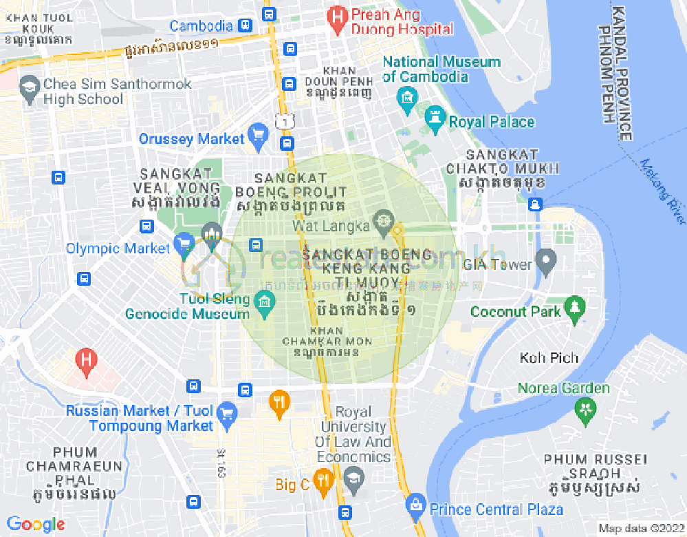万景岗1分区（BKK1), 波哥堪, 金边地图