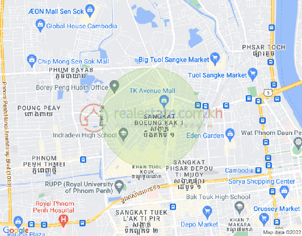 万谷湖1分区, 堆谷区, 金边地图