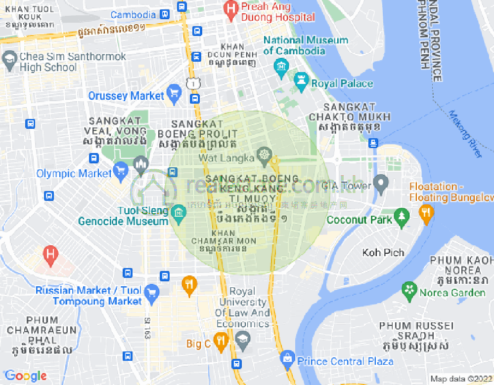 Map of BKK 1, Boeng Keng Kang, Phnom Penh