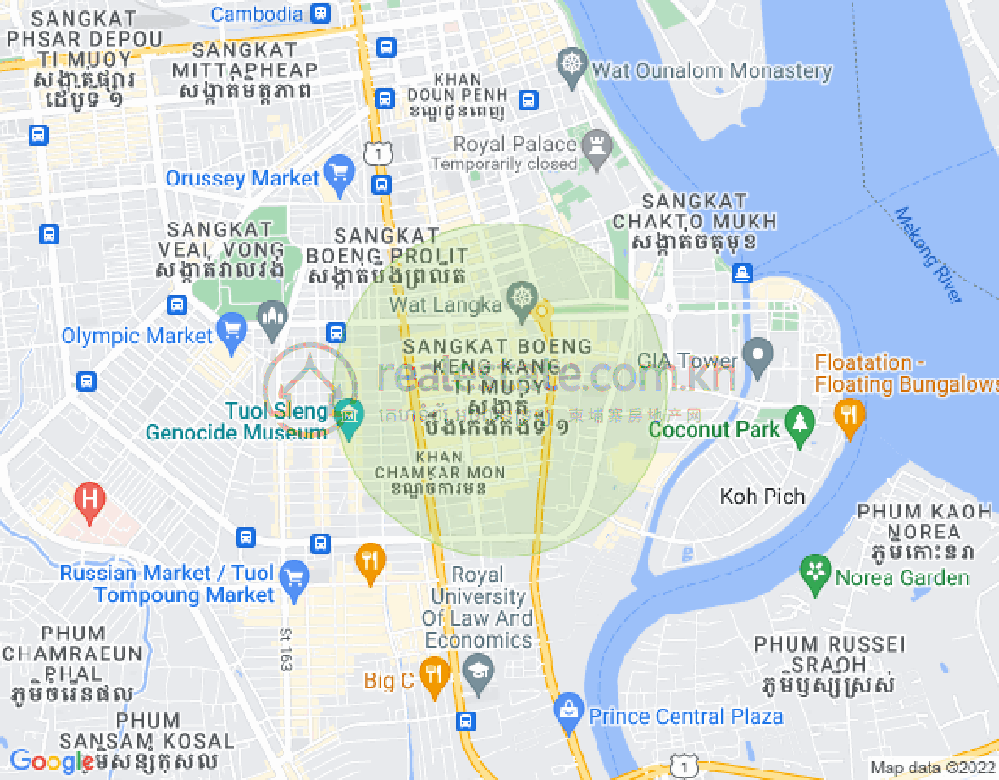 Map of BKK 1, Boeng Keng Kang, Phnom Penh