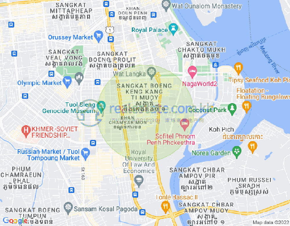 Map of BKK 1, Boeng Keng Kang, Phnom Penh