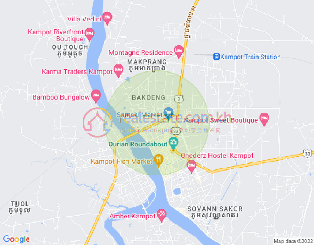 National  Road  3 3, Kampong Bay市, 贡布地图