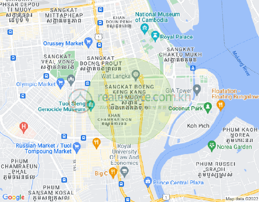 Mapa: BKK 1, Boeng Keng Kang, Phnom Penh