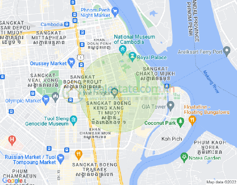 四臂湾分区, 隆边区, 金边地图