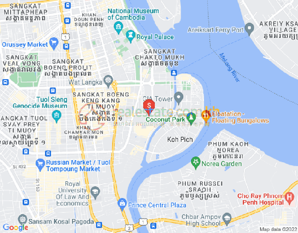 Map of Tonle Bassac, Chamkarmon, Phnom Penh