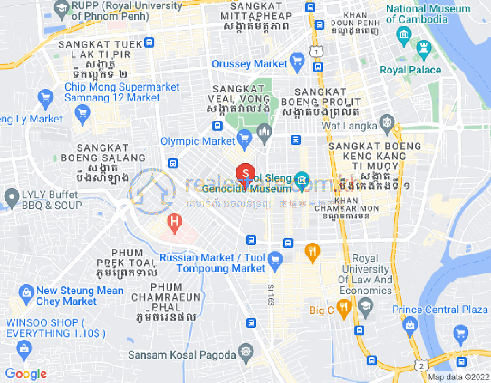 万景岗1分区（BKK1), 波哥堪, 金边地图