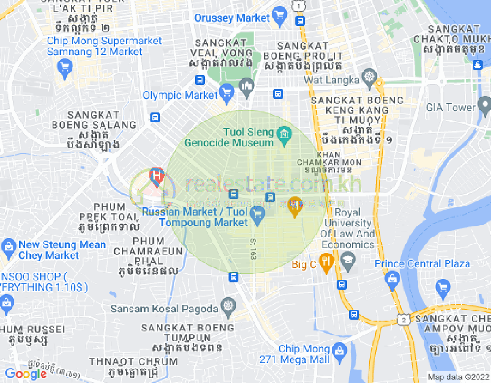 万景岗1分区（BKK1), 波哥堪, 金边地图
