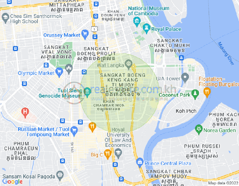 万景岗1分区（BKK1), 波哥堪, 金边地图