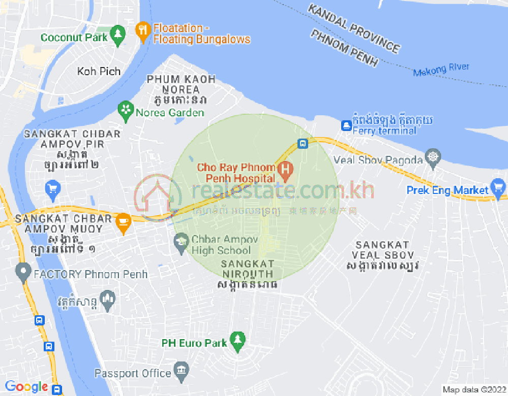Map of Nirouth, Chbar Ampov, Phnom Penh