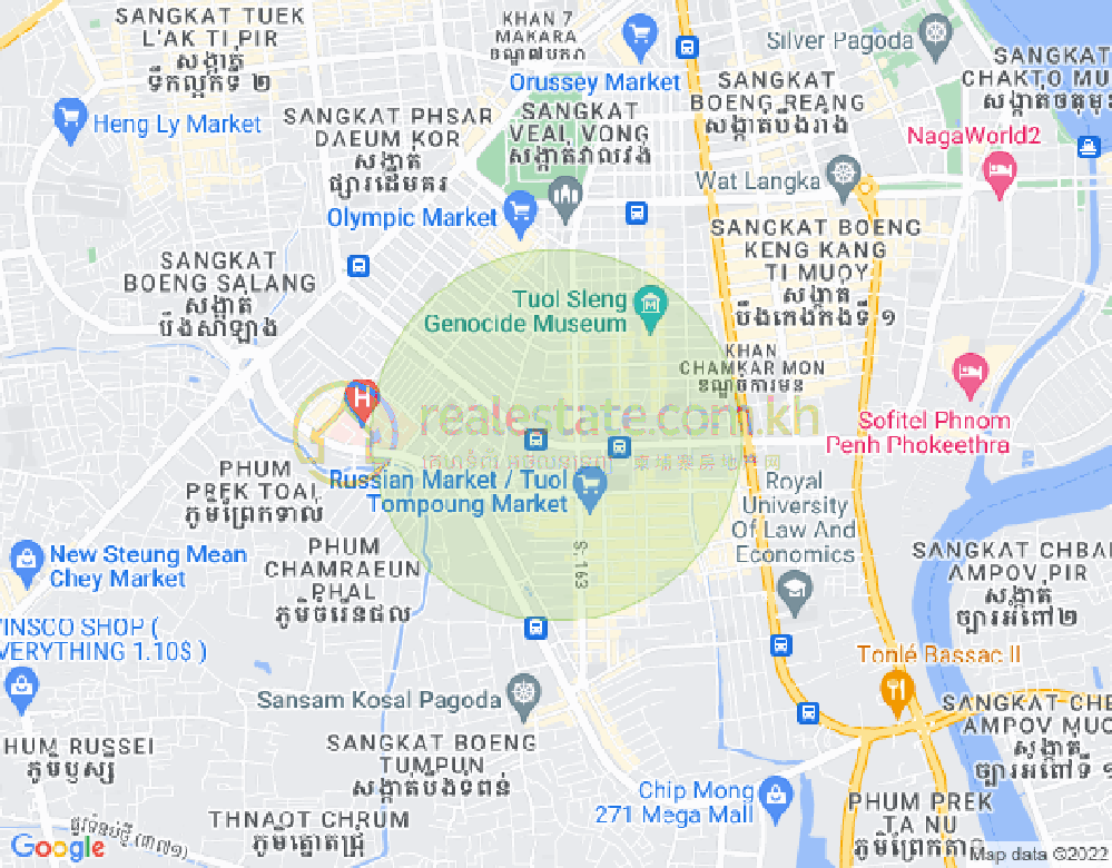BKK 1, ボンケンコン, プノンペンの地図