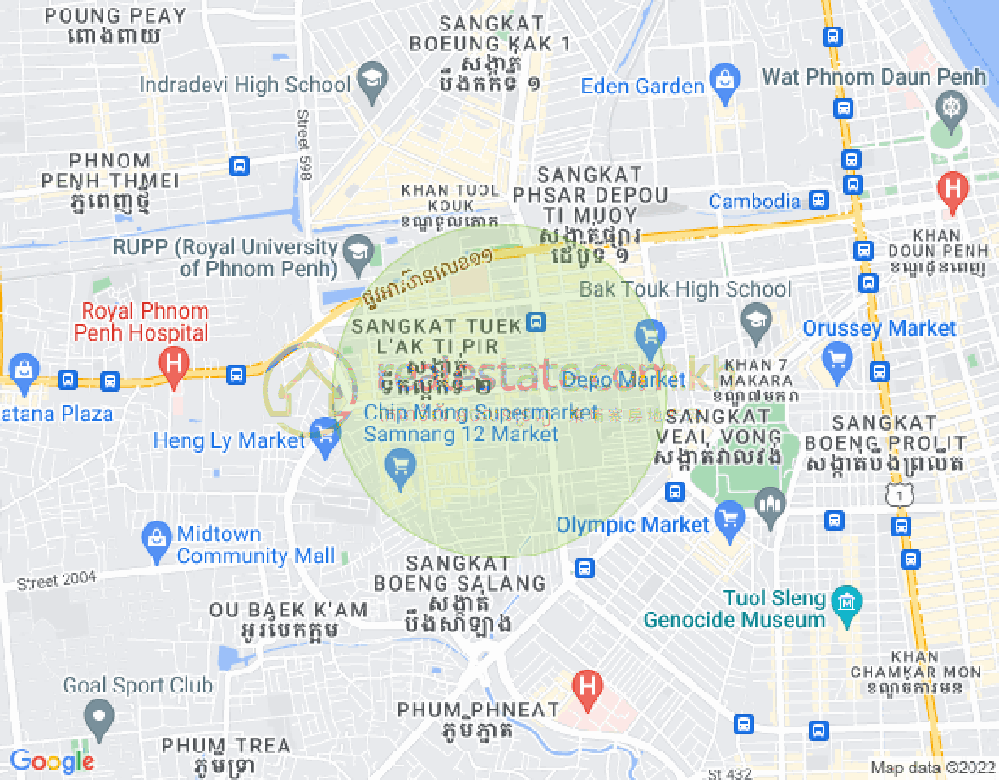 ផែនទី ទឹកល្អក់១, ទួលគោក, ភ្នំពេញ