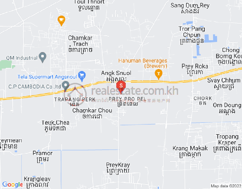 Map of Baek Chan, Angk Snuol, Kandal