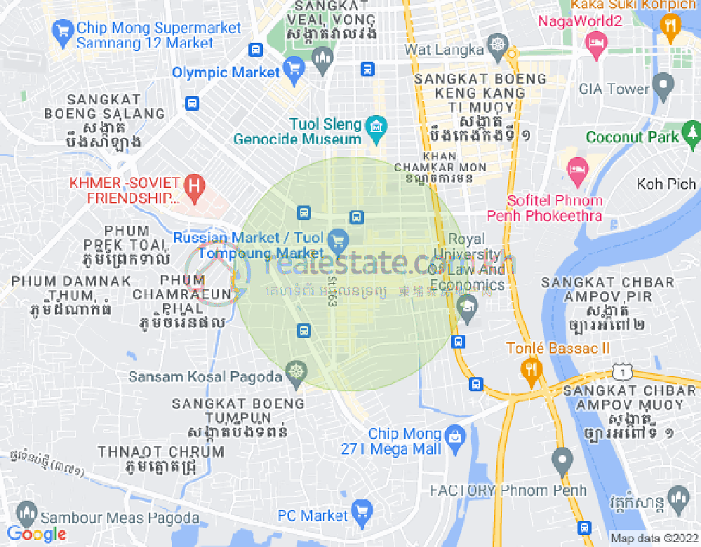 トゥールトンポン1, チャムカモン, プノンペンの地図