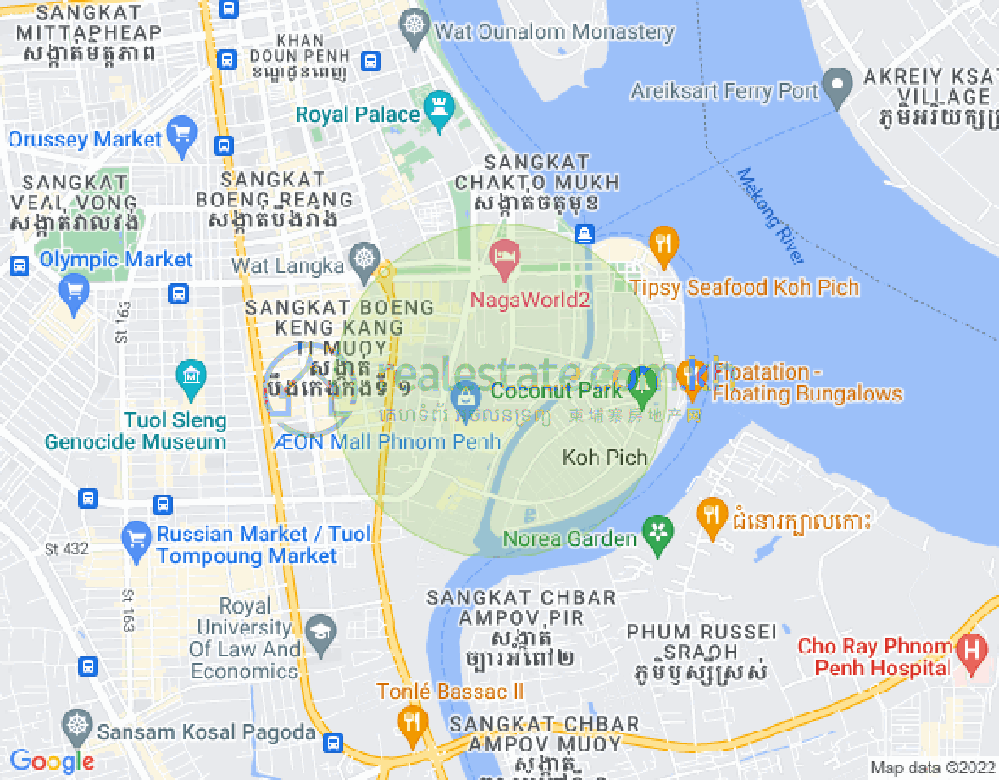 Carte de Tonle Bassac, Chamkarmon, Phnom Penh