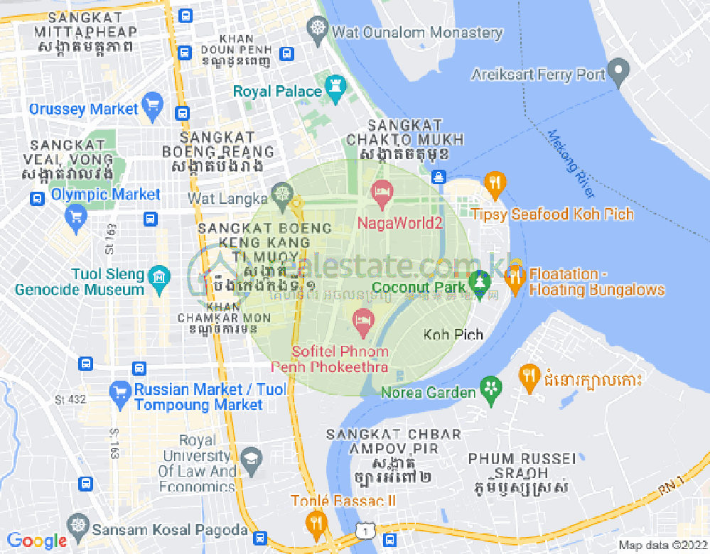 トンレバサック, チャムカモン, プノンペンの地図