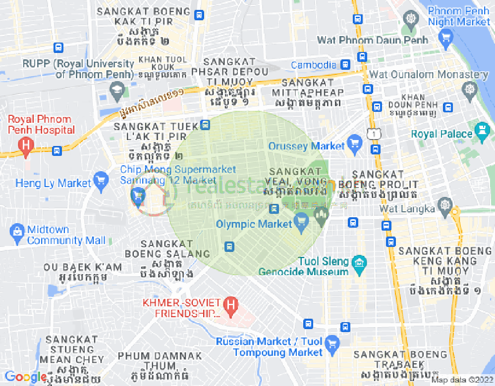 Boeung Prolit구역, 마카라구, 프놈펜 지도