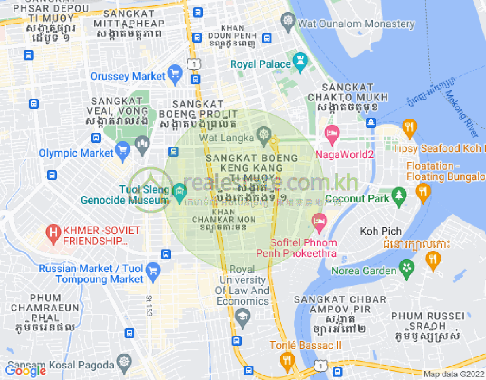 Map of BKK 1, Boeng Keng Kang, Phnom Penh