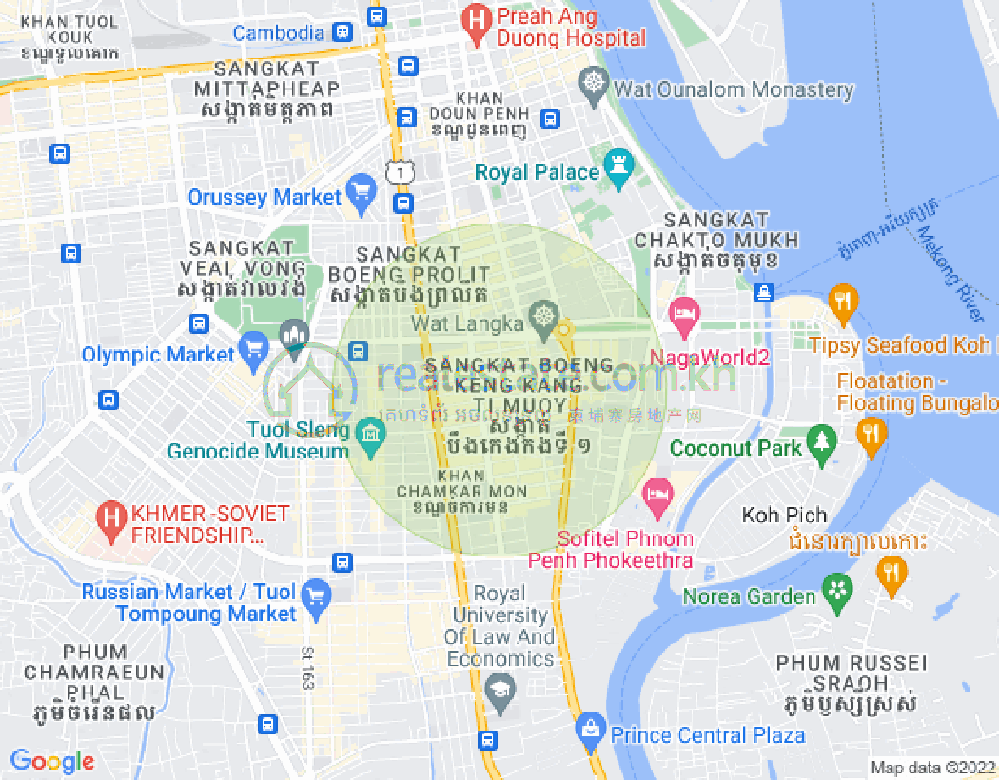 Map of BKK 1, Boeng Keng Kang, Phnom Penh