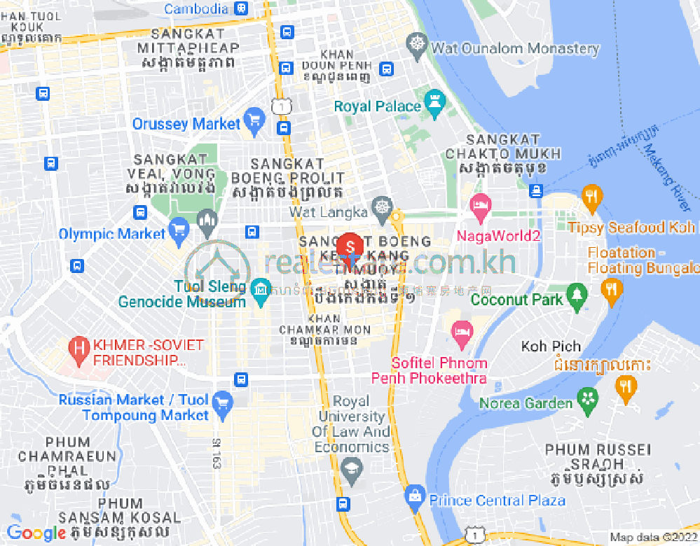 Mapa: BKK 1, Boeng Keng Kang, Phnom Penh
