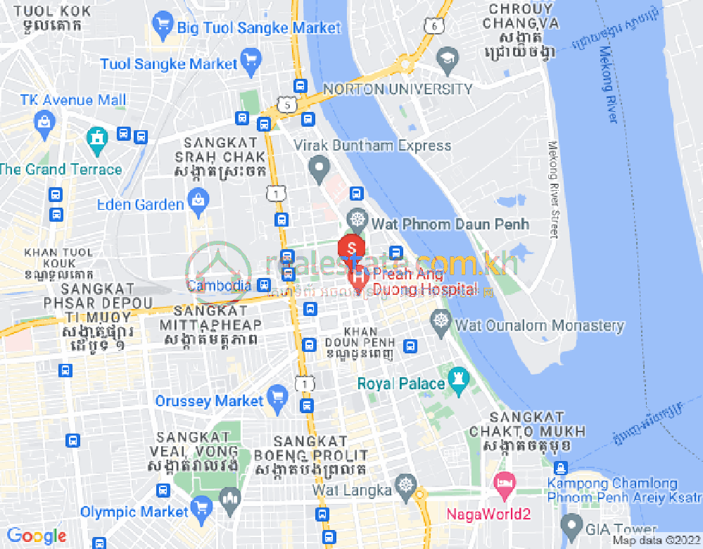 แผนที่ วัดพนม, ดวนป็ญ, พนมเปญ