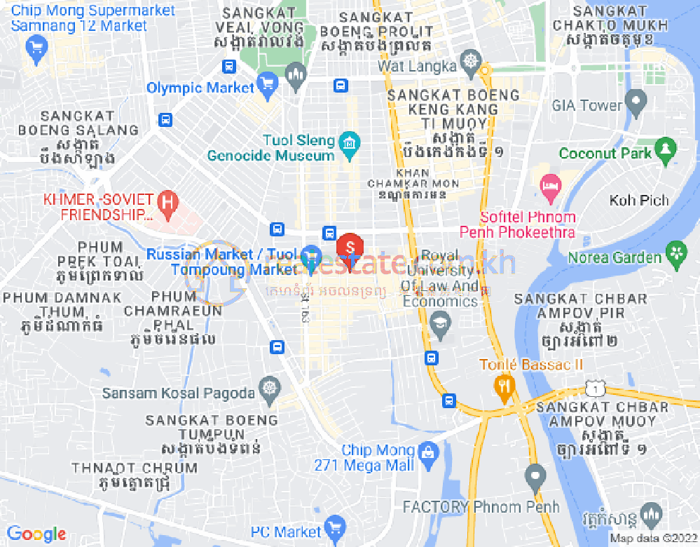 Map of Toul Tum Poung 1, Chamkarmon, Phnom Penh