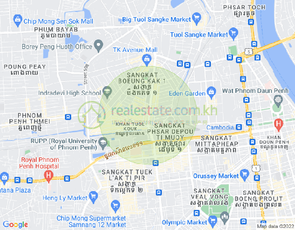 万谷湖1分区, 堆谷区, 金边地图