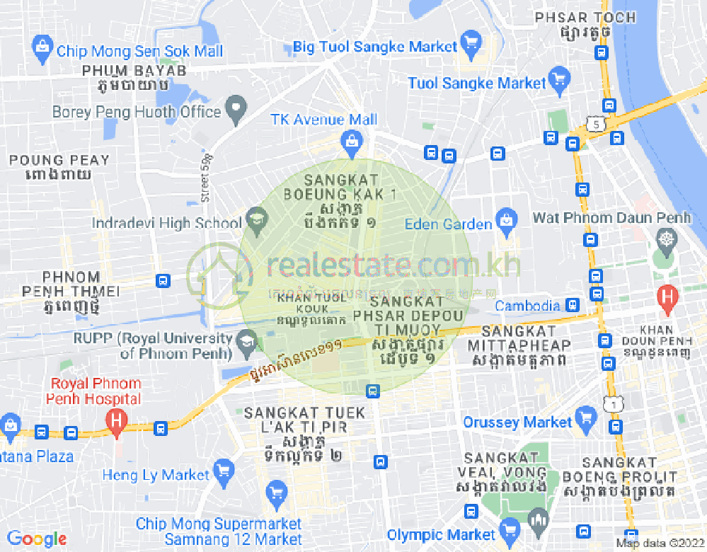 万谷湖1分区, 堆谷区, 金边地图