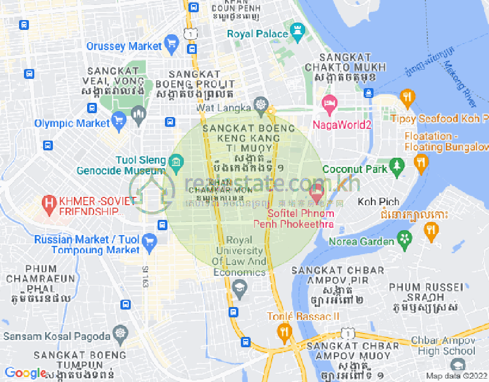 Mapa: BKK 1, Boeng Keng Kang, Phnom Penh