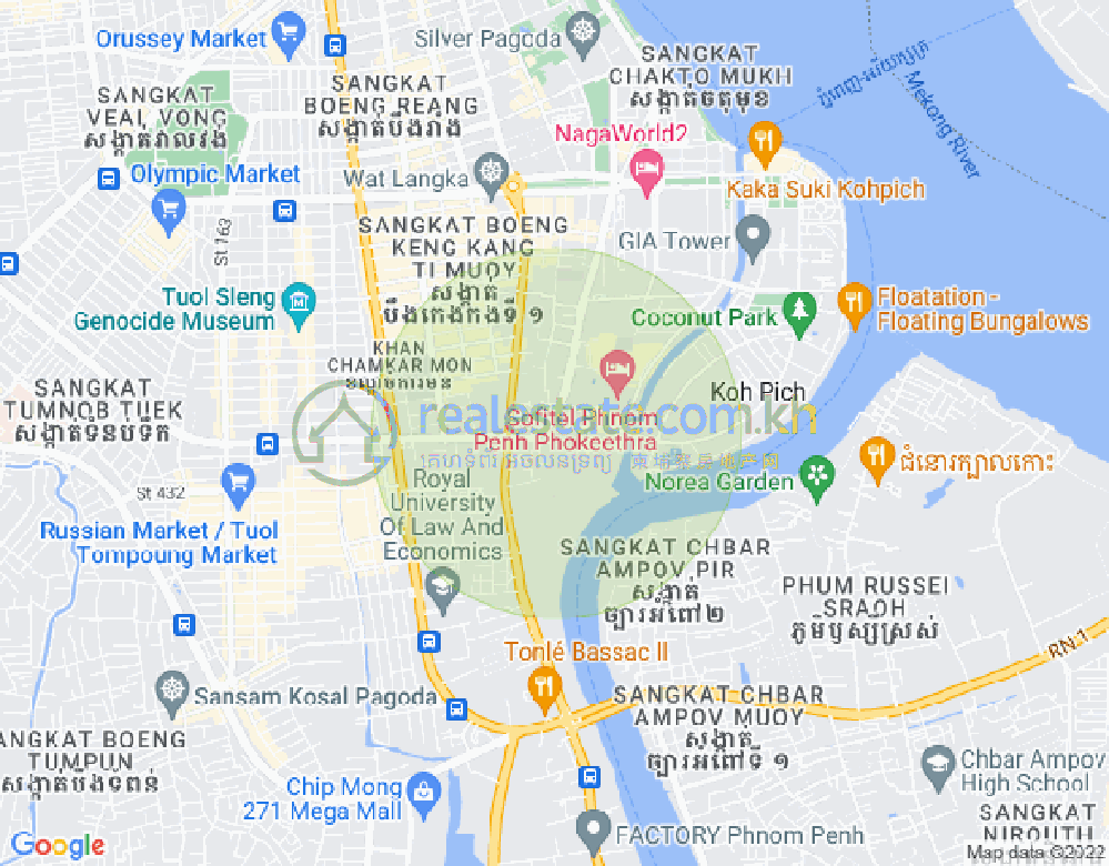 トンレバサック, チャムカモン, プノンペンの地図